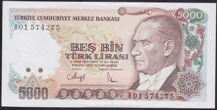 7.EMİSYON 4.TERTİP 5000 LİRA I01 574275 ÇİLALTI ÇİL