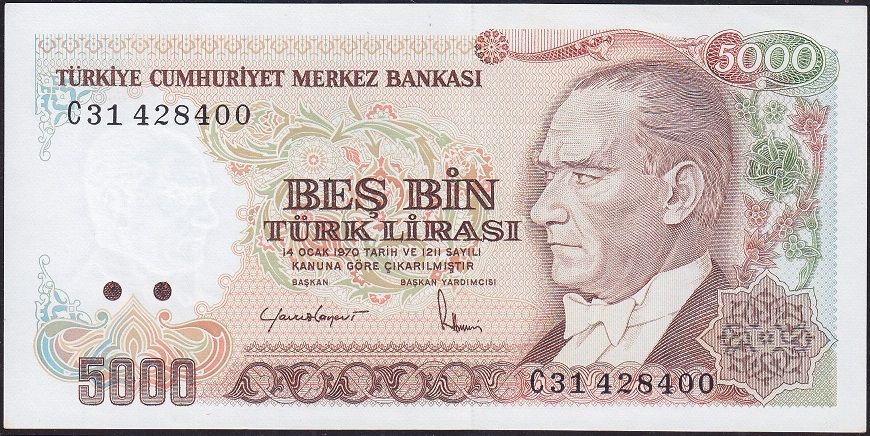 7.Emisyon 2.Tertip 5000 Lira C31 428400 Çil