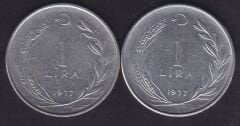 1977 Yılı 1 Lira (Ters Düz Takım)