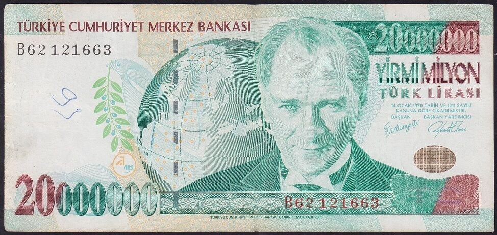 7.Emisyon 20000000 Lira B62 121663 Çok Temiz