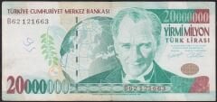 7.Emisyon 20000000 Lira B62 121663 Çok Temiz