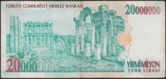 7.Emisyon 20000000 Lira B62 121663 Çok Temiz
