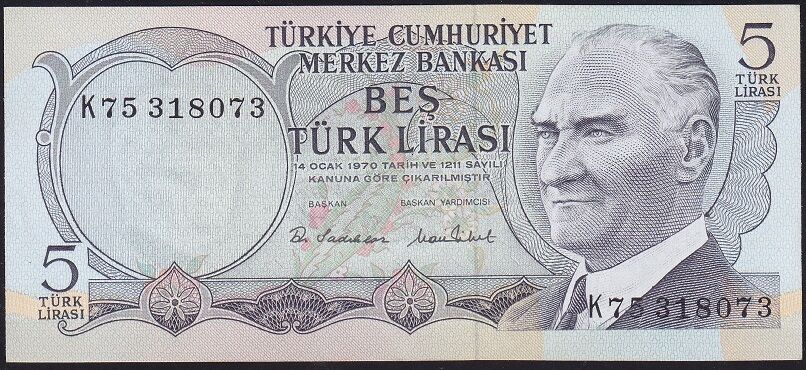 6.Emisyon 2.Tertip 5 Lira K75 3180XX Çilaltı Çil