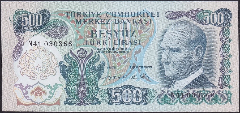6.Emisyon 2.Tertip 500 Lira N41 030366 Ççt Çilaltı