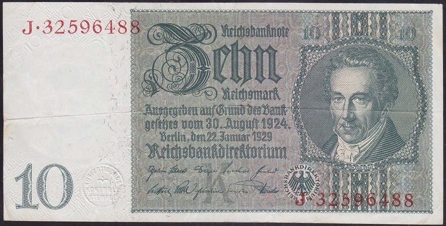 ALMANYA 10 REİCHSMARK 1929 ÇOK TEMİZ +