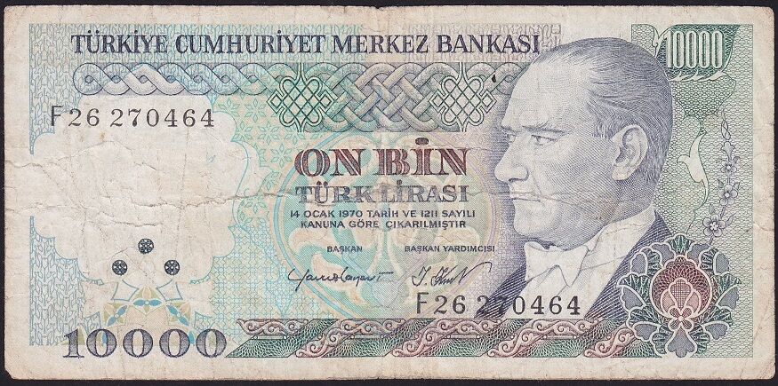 7.Emisyon 2.Tertip 10000 Lira F26 270464 Temiz