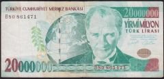 7.Emisyon 20 000 000 Lira B80 861471 Çok Temiz