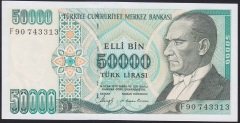 7.EMİSYON 1.TERTİP 50000 LİRA F90 743313 ÇİL