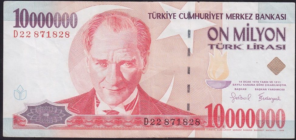 7.Emisyon 10 000 000 Lira D22 871828 Çok Temiz