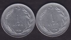 1974 Yılı 1 Lira (Ters Düz Takım)