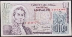 Kolombiya 10 Pesos 1980 Çok Temiz+