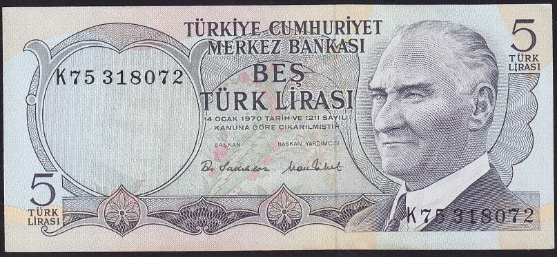 6.Emisyon 2.Tertip 5 Lira K75 318072 Ççt Çilaltı