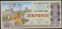 1986 29 Kasım Çeyrek Bilet - E Serisi