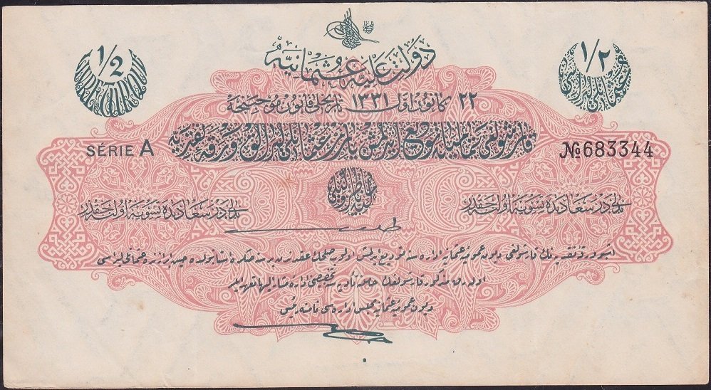 Reşat 1/2 Lira 22 Aralık 1331 A 683344 Çok Temiz +
