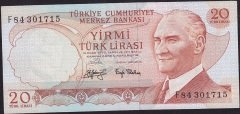 6.Emisyon 3.Tertip 20 Lira F84 301715 Çilaltı