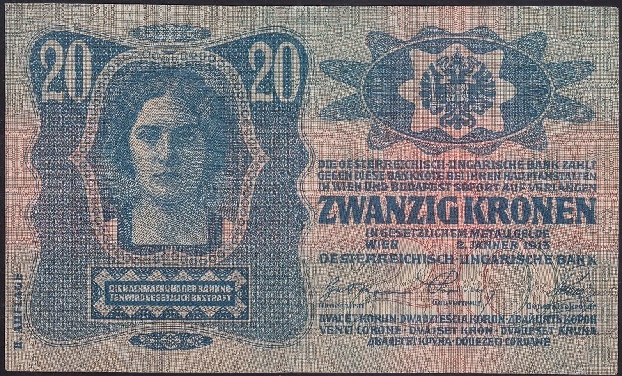 AVUSTURYA MACARİSTAN 20 KRON 1913 ( 1919 ) ÇÇT ÇİLALTI