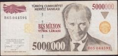 7.Emisyon 5 000 000 Lira H65 044591 Çok Temiz