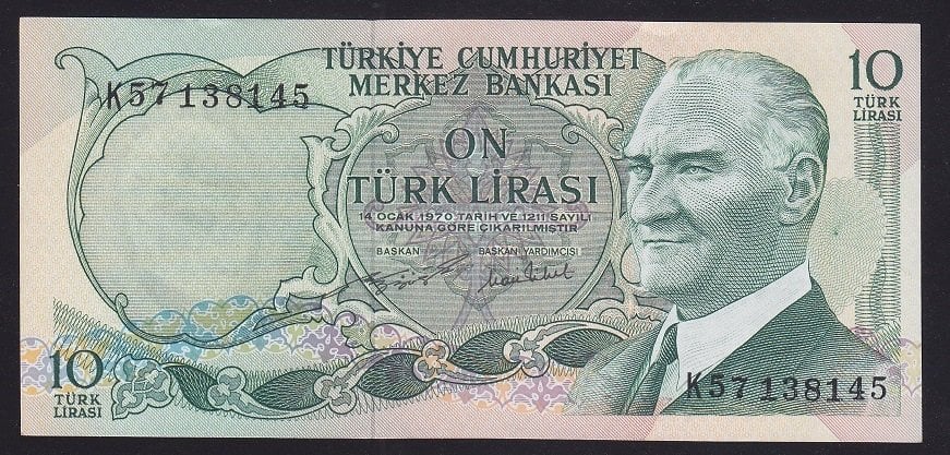 6.EMİSYON 2.TERTİP 10 LİRA K57 138145 ÇİLALTI ÇİL