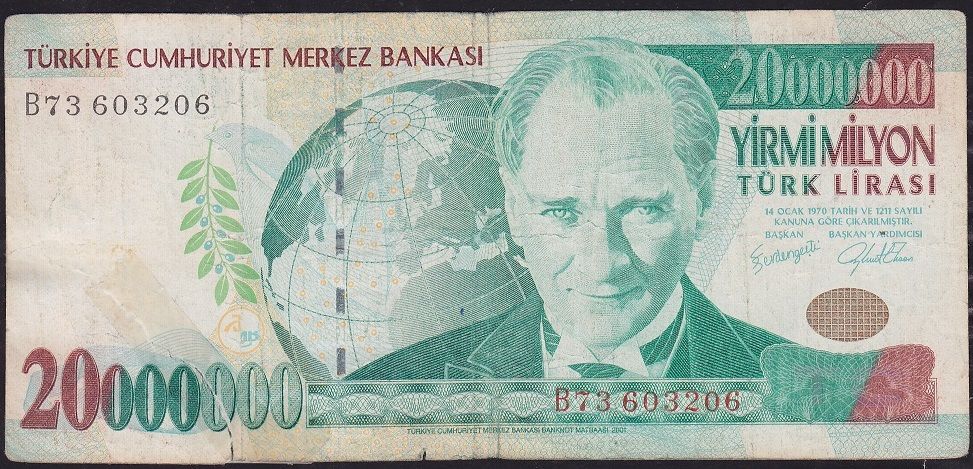 7.Emisyon 20 000 000 Lira B73 603206 Haliyle