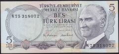 6.Emisyon 2.Tertip 5 Lira K75 318072 Ççt Çilaltı