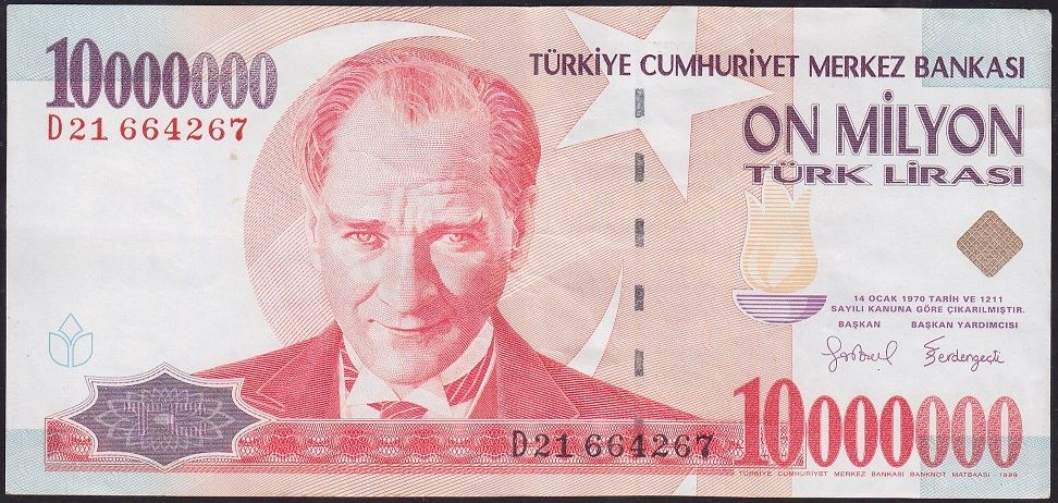 7.Emisyon 10 000 000 Lira D21 664267 Çok Çok Temiz