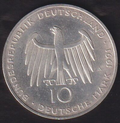 Almanya 10 Mark 1991A Çilaltı Çil Gümüş