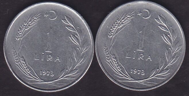 1973 Yılı 1 Lira (Ters Düz Takım)