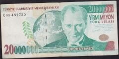 7.Emisyon 20000000 Lira C05 481730 Çok Temiz