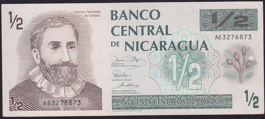 Nikaragua 1/2 Cordoba 1991 Çilaltı Pick 171
