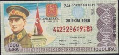 1986 29 Ekim Çeyrek Bilet - N Serisi