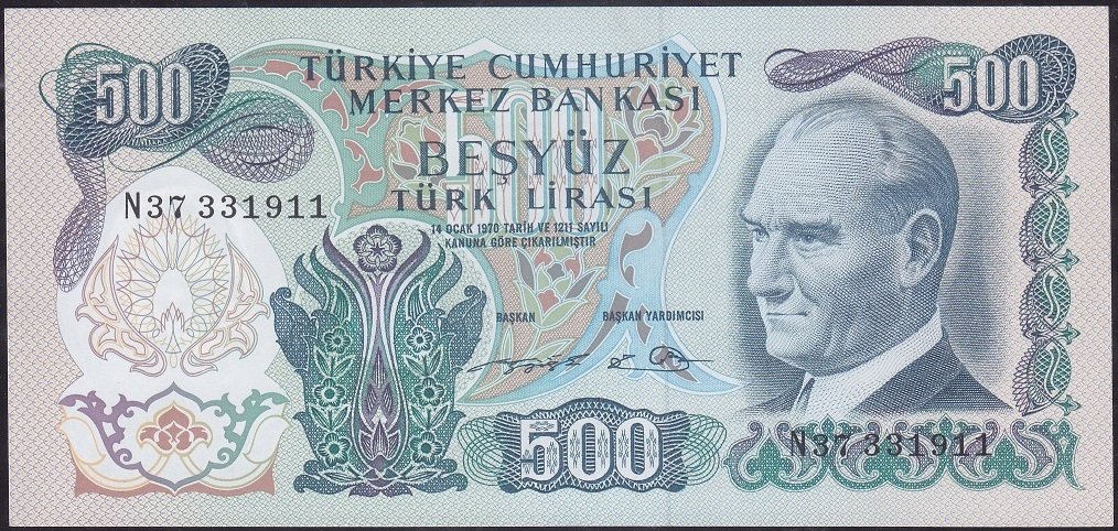 6.Emisyon 2.Tertip 500 Lira N37 331911 Çilaltı Çil