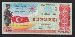 1986 9 NİSAN TÜRK POLİSİ YARIM BİLET