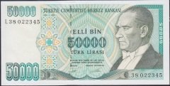 7.Emisyon 2.Tertip 50000 Lira L38 022345 Çilaltı