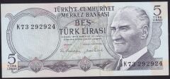 6.Emisyon 2.Tertip 5 Lira K73 292924 Çilaltı Çil