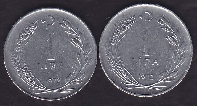 1972 Yılı 1 Lira (Ters Düz Takım)