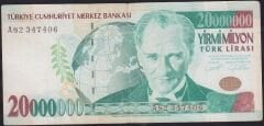 7.Emisyon 20000000 Lira A82 347406 Çok Temiz