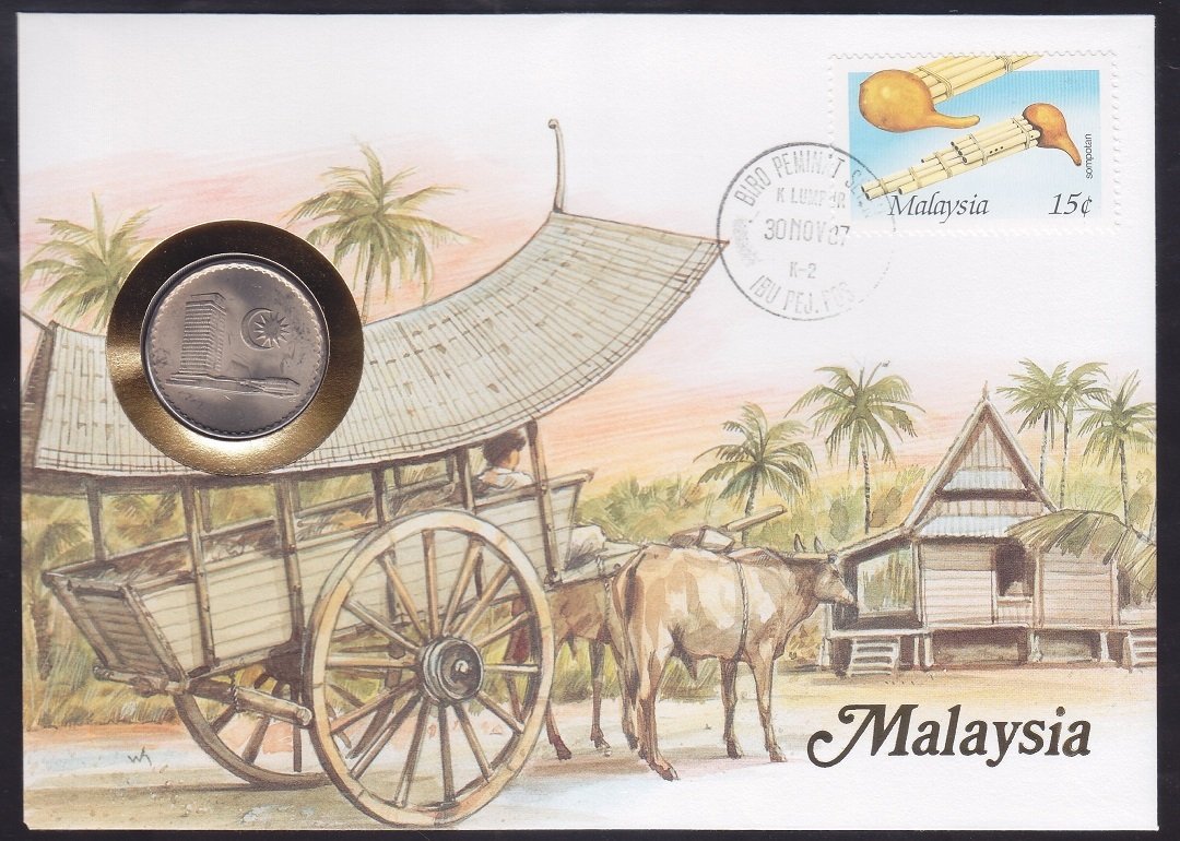 MALEZYA 50 SEN 1977 PULLU ZARF İLE BİRLİKTE SET