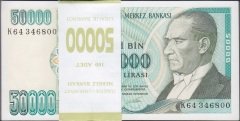 7.Emisyon 2.Tertip 50000 Lira K64 Deste (100 Adet) Çil Tam Sıralı