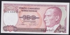 7.EMİSYON 1.TERTİP 100 LİRA A01 686712 ÇİLALTI eski kağıt para fiyatları