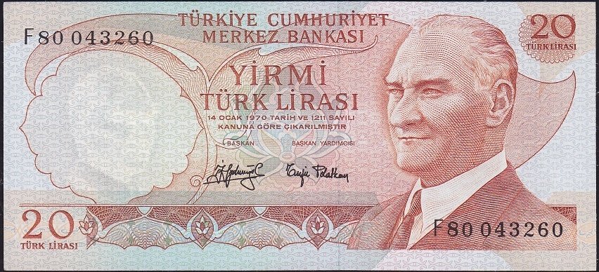 6.Emisyon 3.Tertip 20 Lira F80 043260 Çilaltı