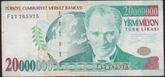7.EMİSYON 20 000 000 LİRA F17 785975 ÇOK TEMİZ
