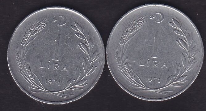 1971 Yılı 1 Lira (Ters Düz Takım)