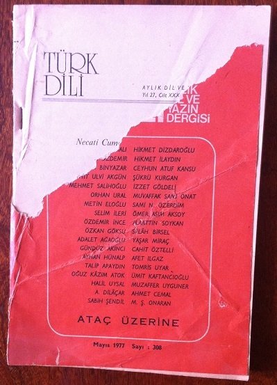 TÜRK DİLİ Sayı:308 MAYIS 1977 ( KAPAK YIRTILMIŞ)