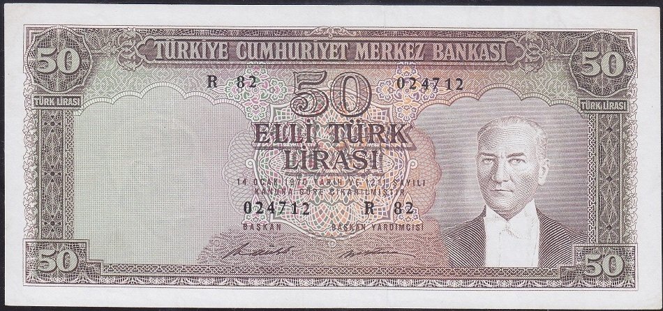 5.EMİSYON 7.TERTİP 50 LİRA R82 024712 ÇÇT + ( DÜZLEME VAR )