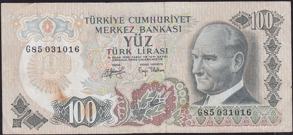 6.Emisyon 2.Tertip 100 Lira G85 031016 Çok Temiz