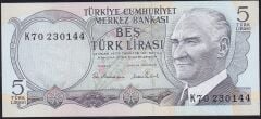 6.Emisyon 2.Tertip 5 Lira K70 230144 Çil