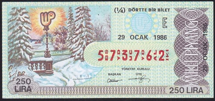 1986 29 Ocak Çeyrek Bilet - E Serisi