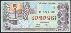 1986 29 Ocak Çeyrek Bilet - E Serisi