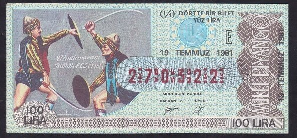 1981 19 TEMMUZ ÇEYREK BİLET - E SERİSİ