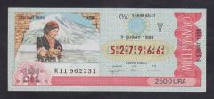1988 9 ŞUBAT YARIM BİLET AĞRI